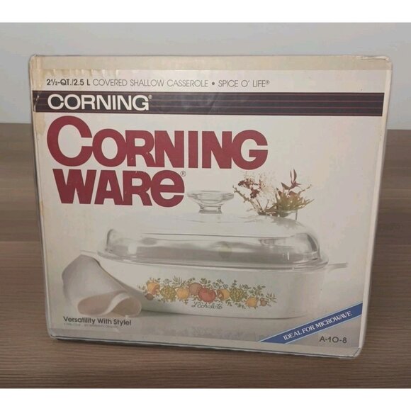 New 1986 Spice O'Life Corning Ware 2 1/2 2.5 Qt Covered Shallow Casserole A-10-8 - Picture 1 of 11